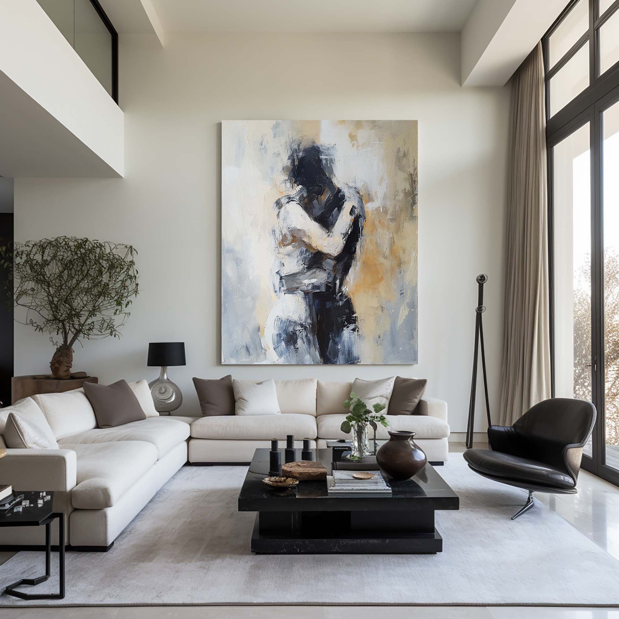 Embracing Abstract Figure Oil Painting, Modern Emotional Art Wall Decor TB 048 - Texarart