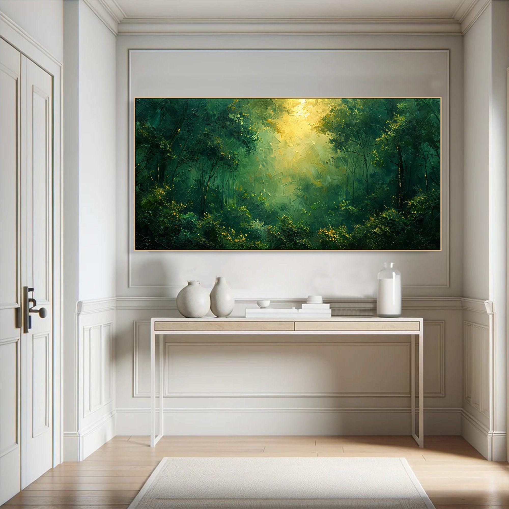 Deep Forest Abstract Oil Painting, Modern Mysterious Landscape Wall Decor TB 047 - Texarart