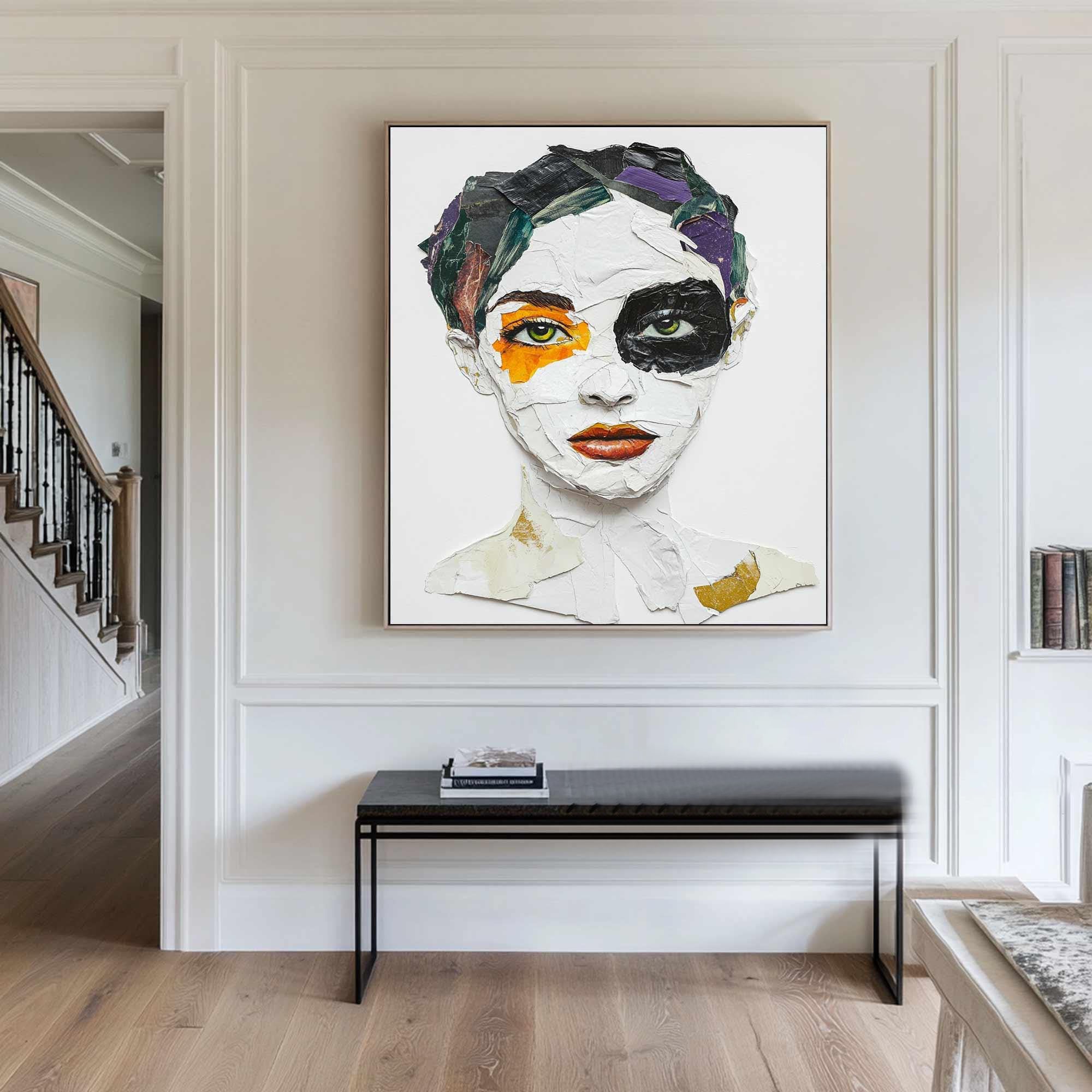 Vivid Color Abstract Portrait Painting, Modern Art Wall Art TB 041 - Texarart