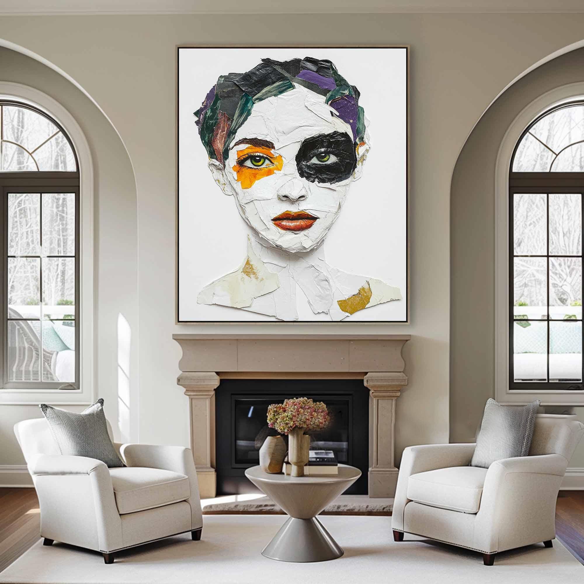 Vivid Color Abstract Portrait Painting, Modern Art Wall Art TB 041 - Texarart