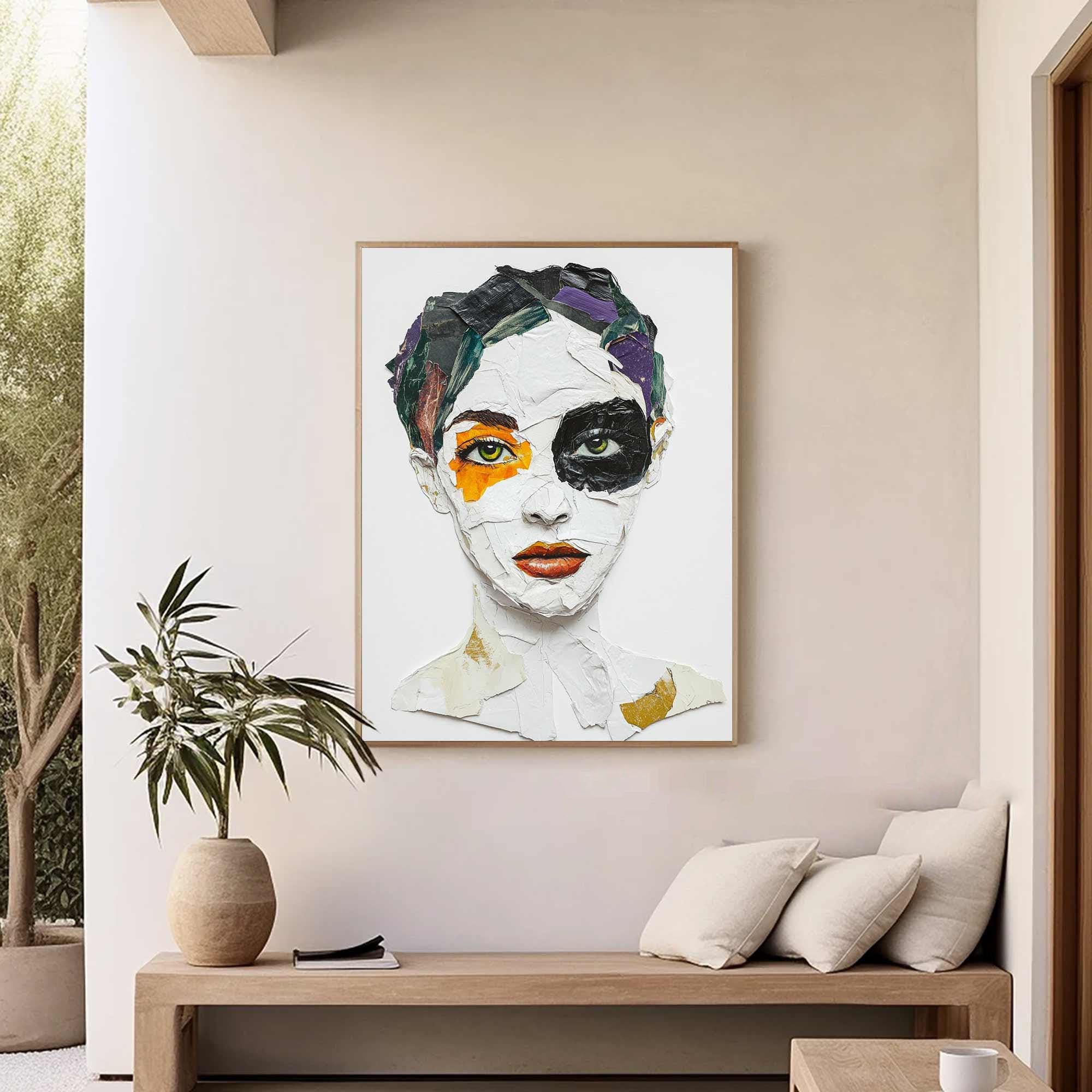 Vivid Color Abstract Portrait Painting, Modern Art Wall Art TB 041 - Texarart