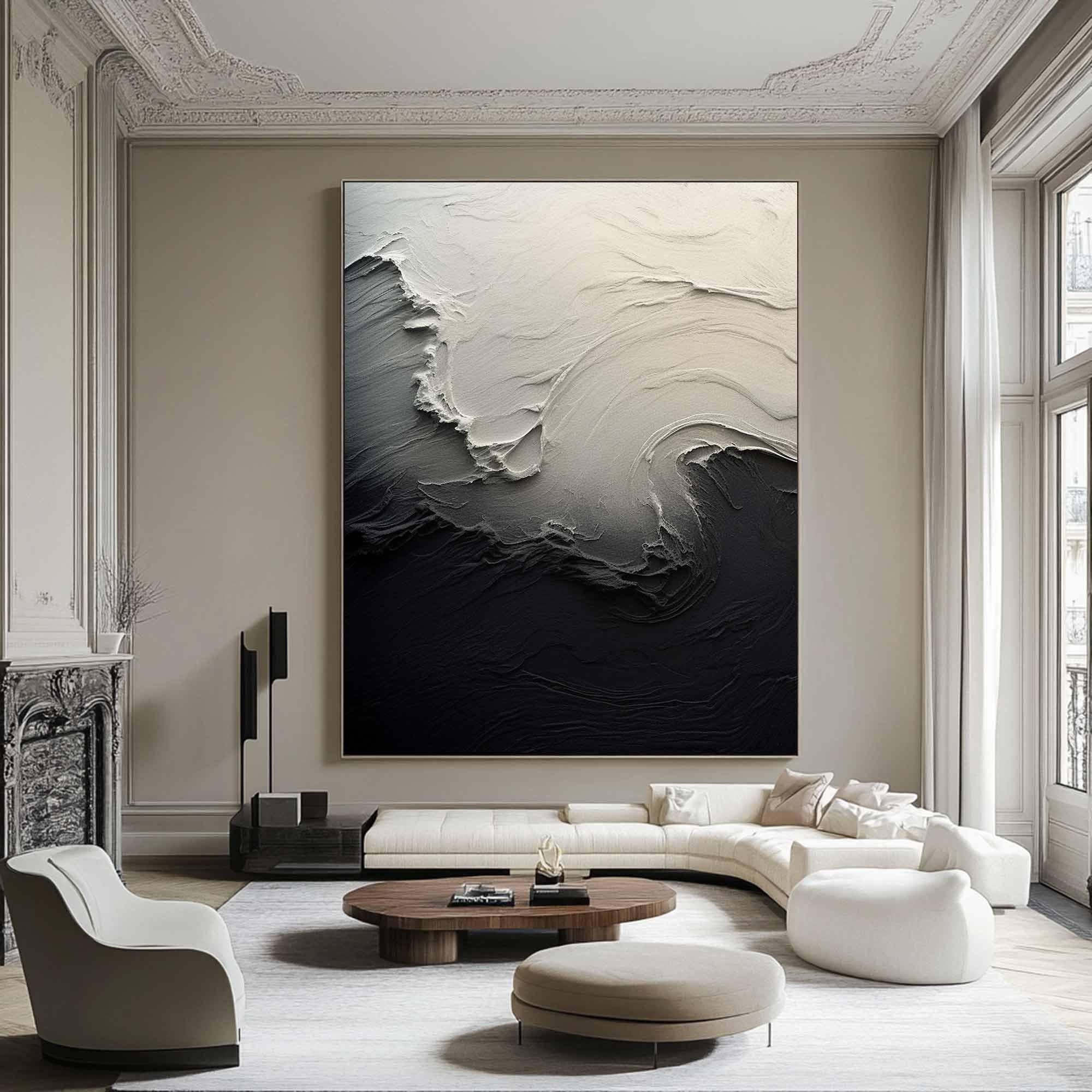 Black & White Abstract Art, 3D Texture Decor TB 033 - Texarart