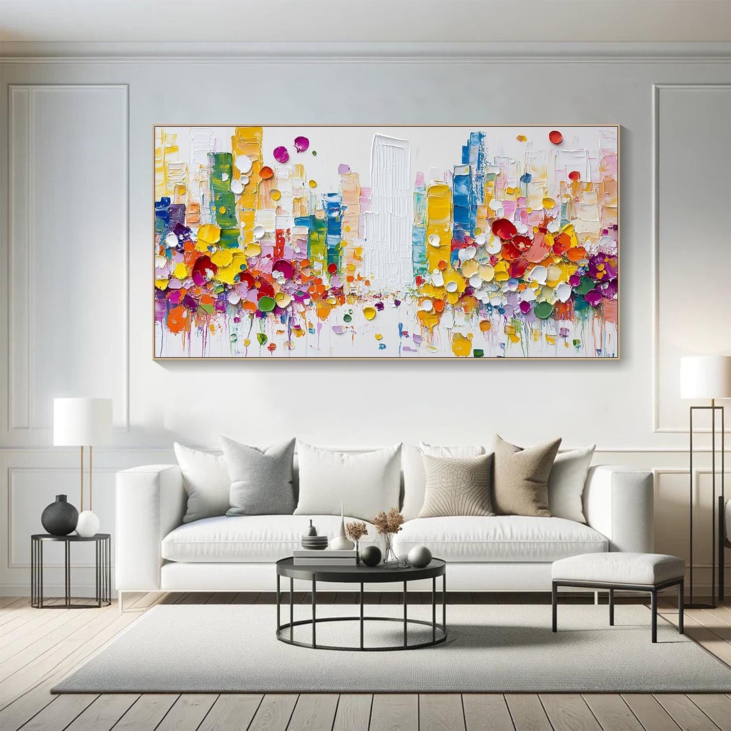 Modern Abstract City Oil Painting, Colorful 3D Street TB 067 - Texarart
