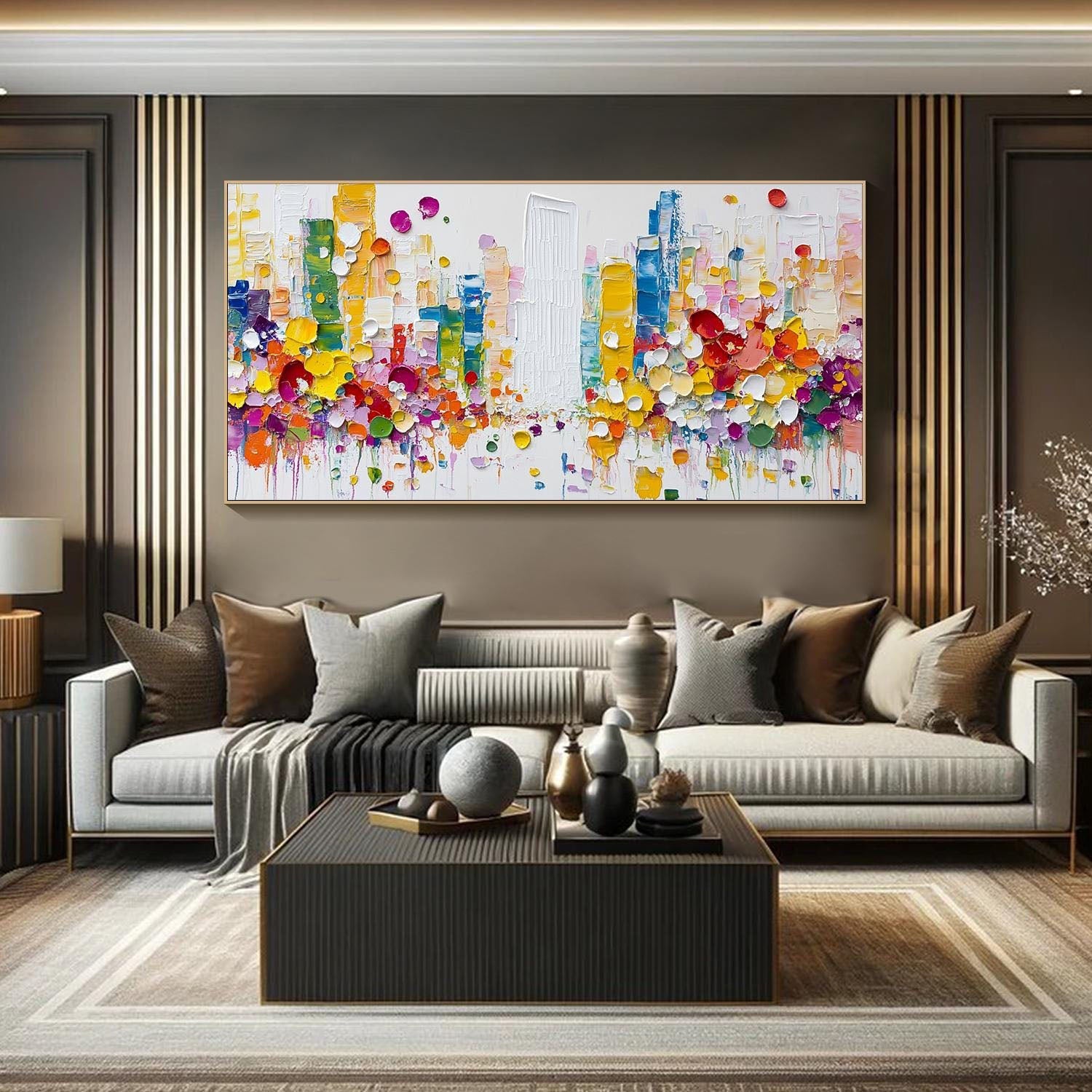 Modern Abstract City Oil Painting, Colorful 3D Street TB 067 - Texarart