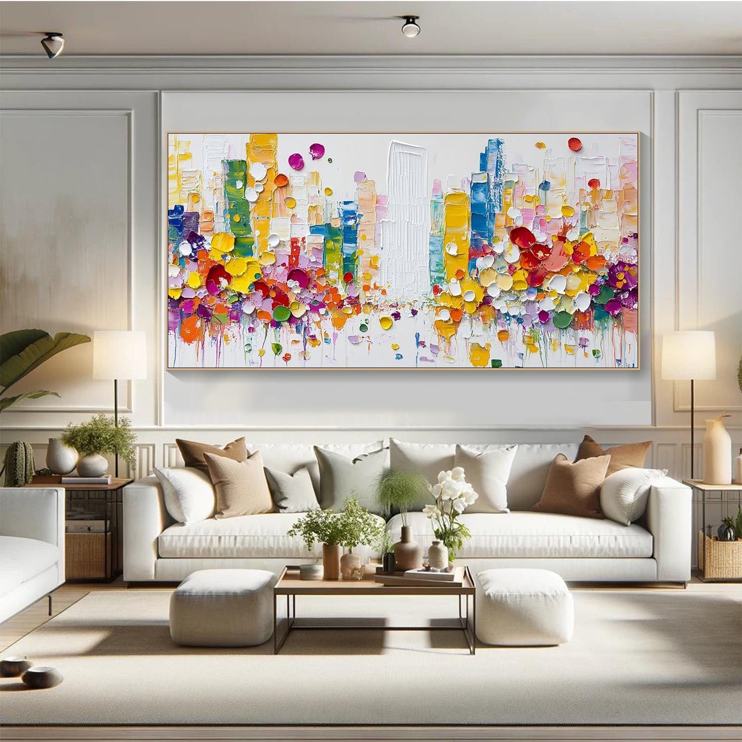 Modern Abstract City Oil Painting, Colorful 3D Street TB 067 - Texarart