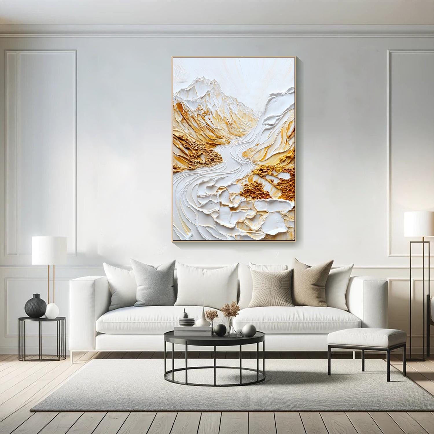 Modern 3D Embossed Landscape Art, White Gold Grand TB 064 - Texarart