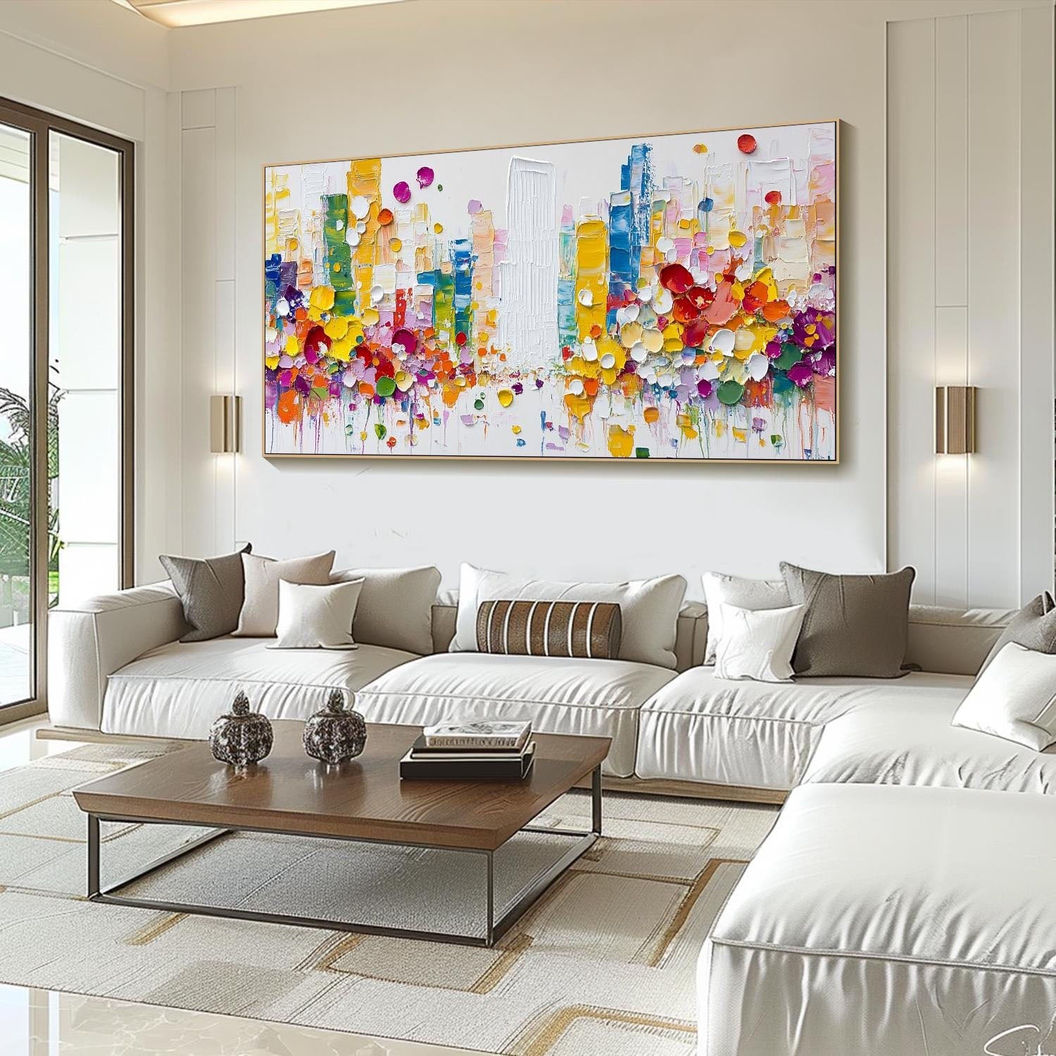 Modern Abstract City Oil Painting, Colorful 3D Street TB 067 - Texarart
