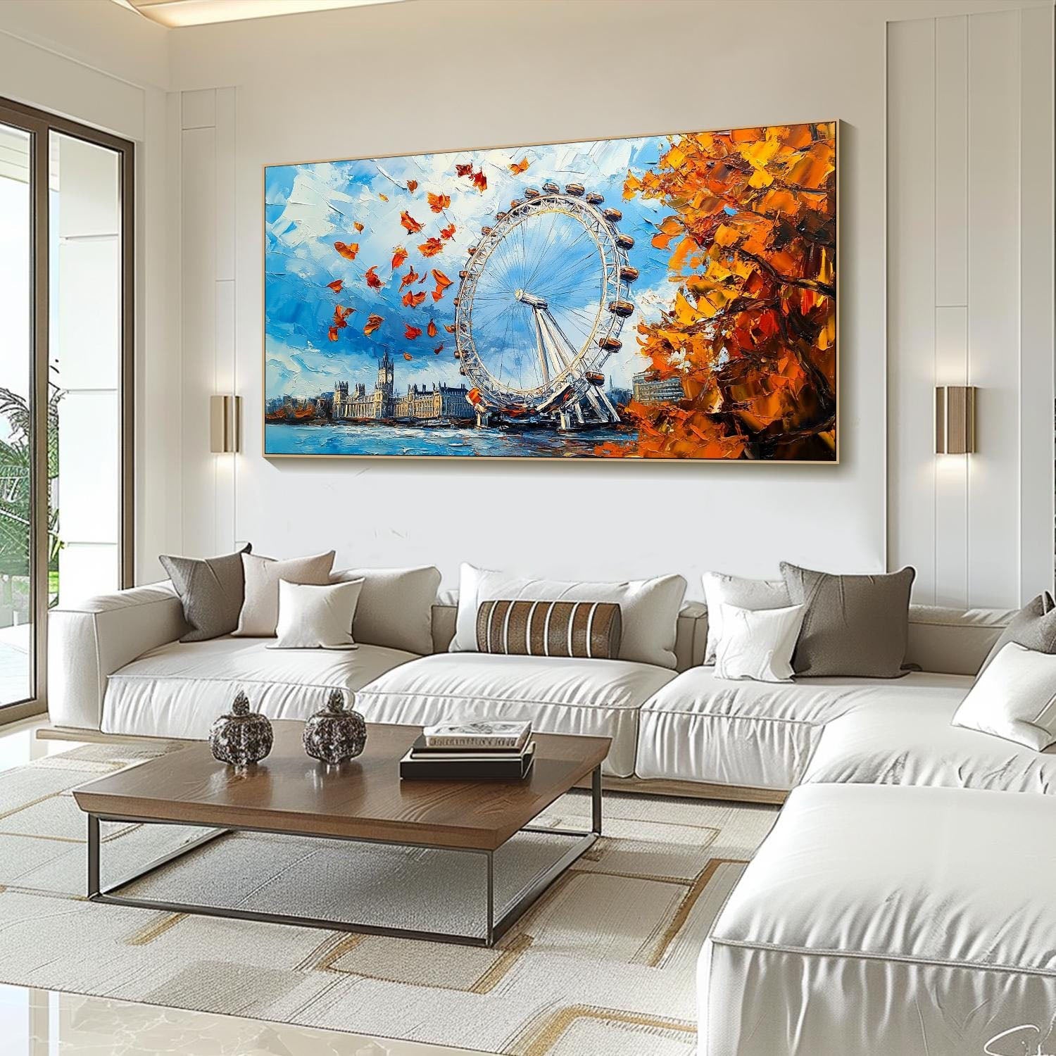 London Eye Themed Oil Painting - Modern Cityscape Art TB 058 - Texarart