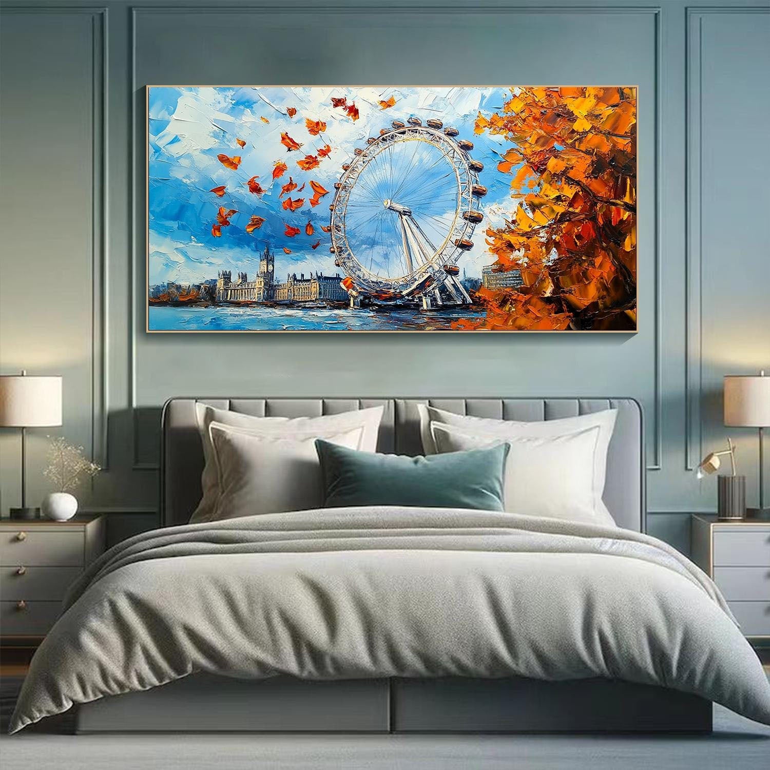 London Eye Themed Oil Painting - Modern Cityscape Art TB 058 - Texarart