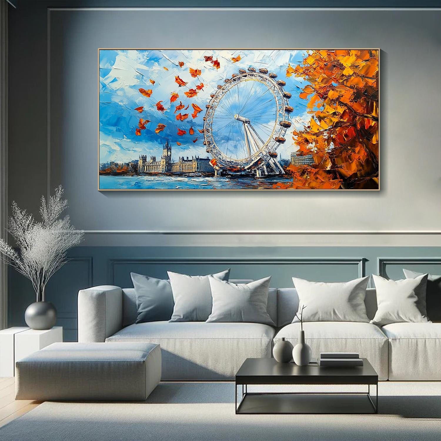 London Eye Themed Oil Painting - Modern Cityscape Art TB 058 - Texarart