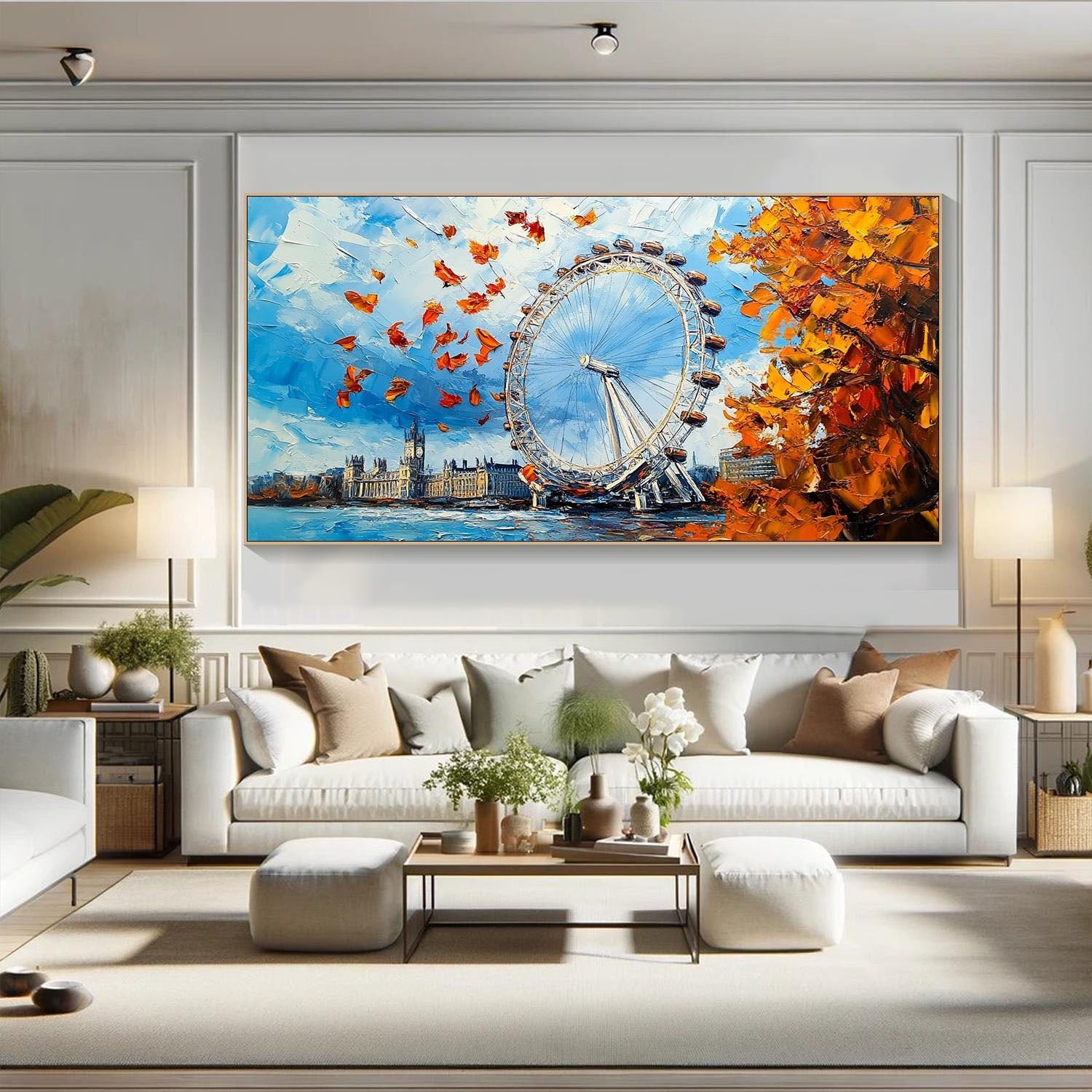 London Eye Themed Oil Painting - Modern Cityscape Art TB 058 - Texarart