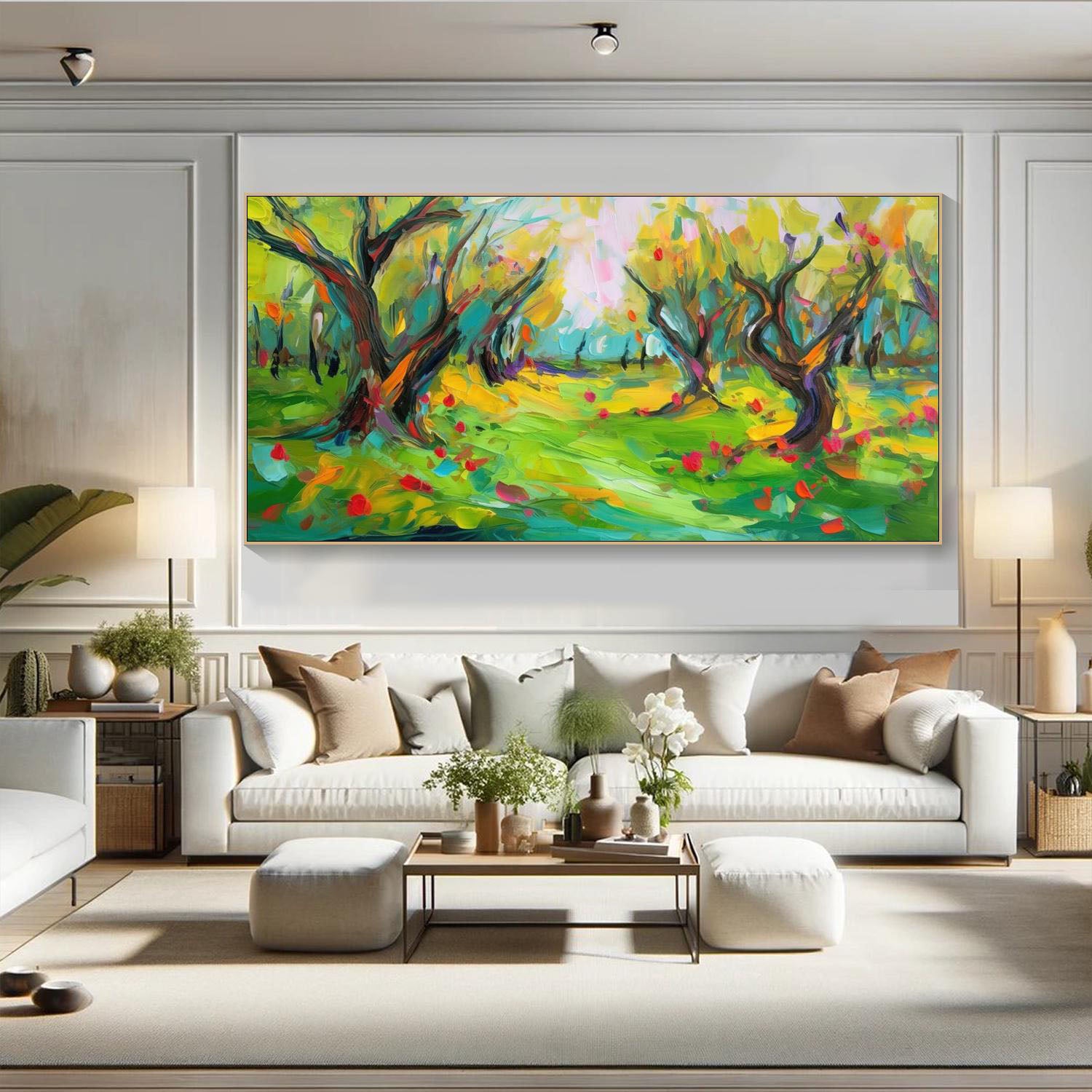 Vibrant Color Abstract Landscape Oil Painting, Modern Art Wall Decor TB 043 - Texarart