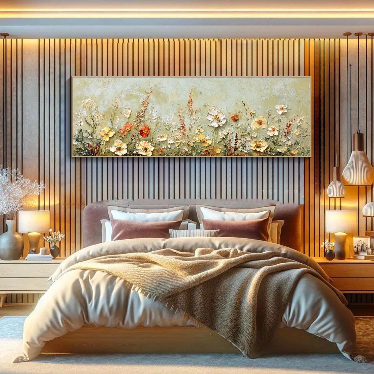 Textured Floral Meadow Painting - Colorful Wildflower Art TB 003 - Texarart