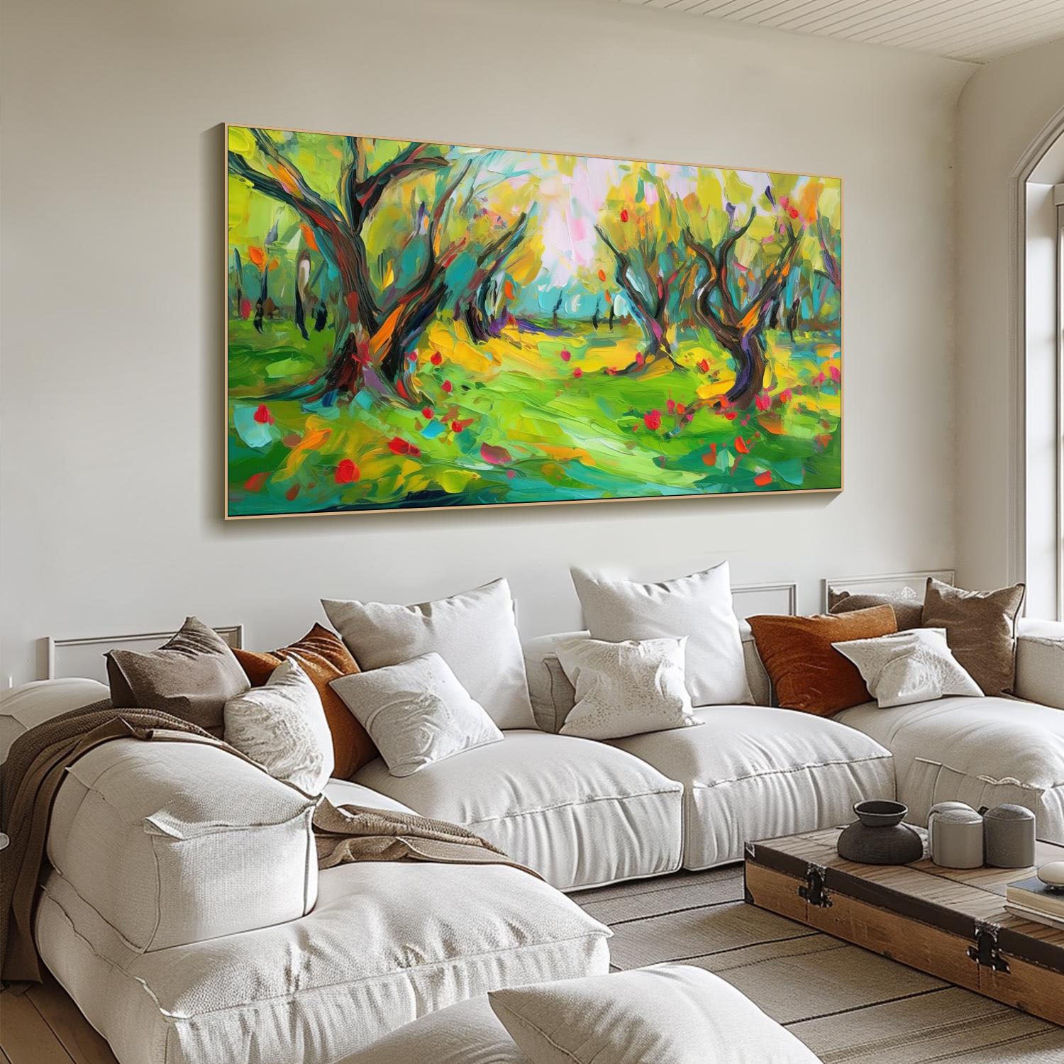 Vibrant Color Abstract Landscape Oil Painting, Modern Art Wall Decor TB 043 - Texarart