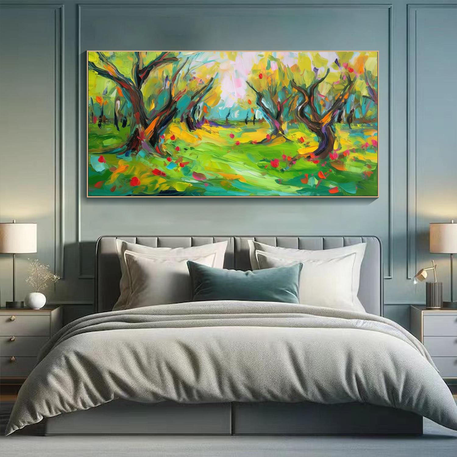 Vibrant Color Abstract Landscape Oil Painting, Modern Art Wall Decor TB 043 - Texarart