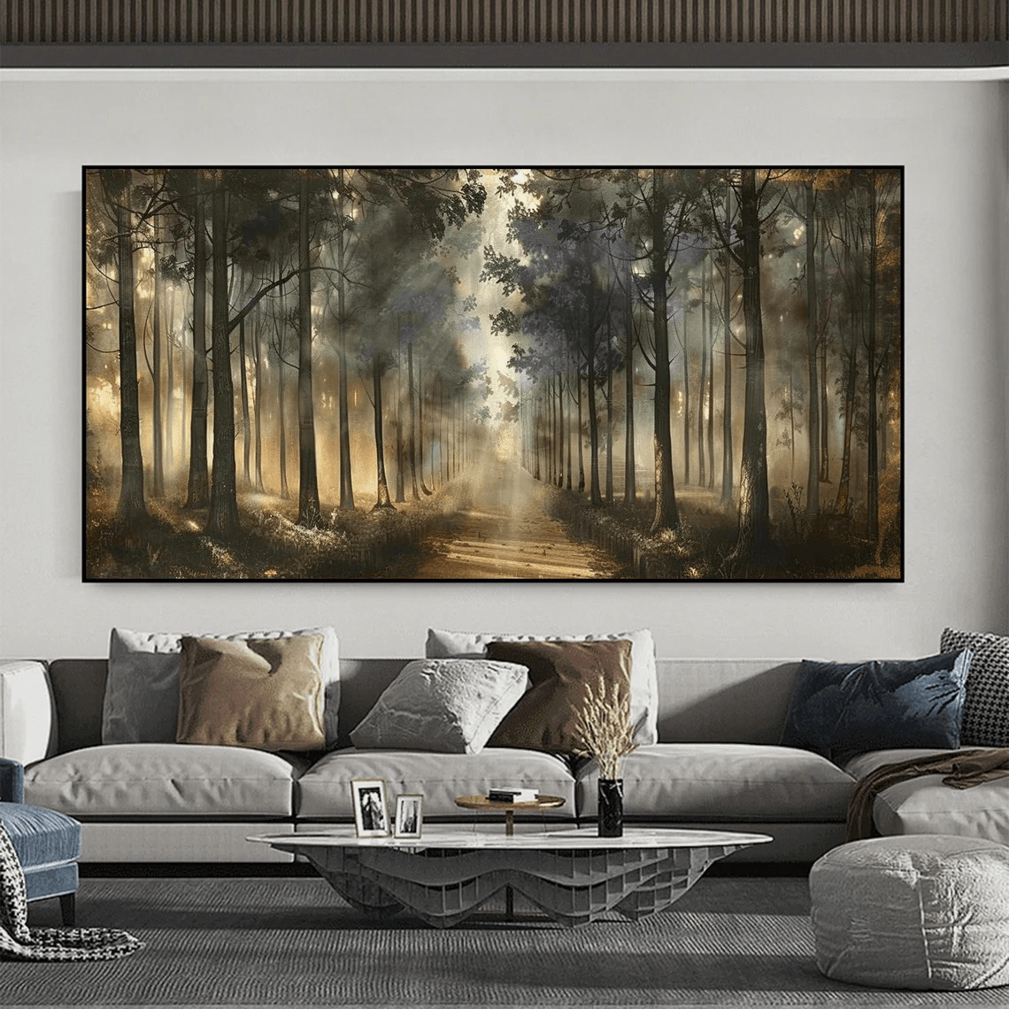 Forest Path Abstract Oil Painting - Sun - Drenched Woodland JJ 041 - Texarart