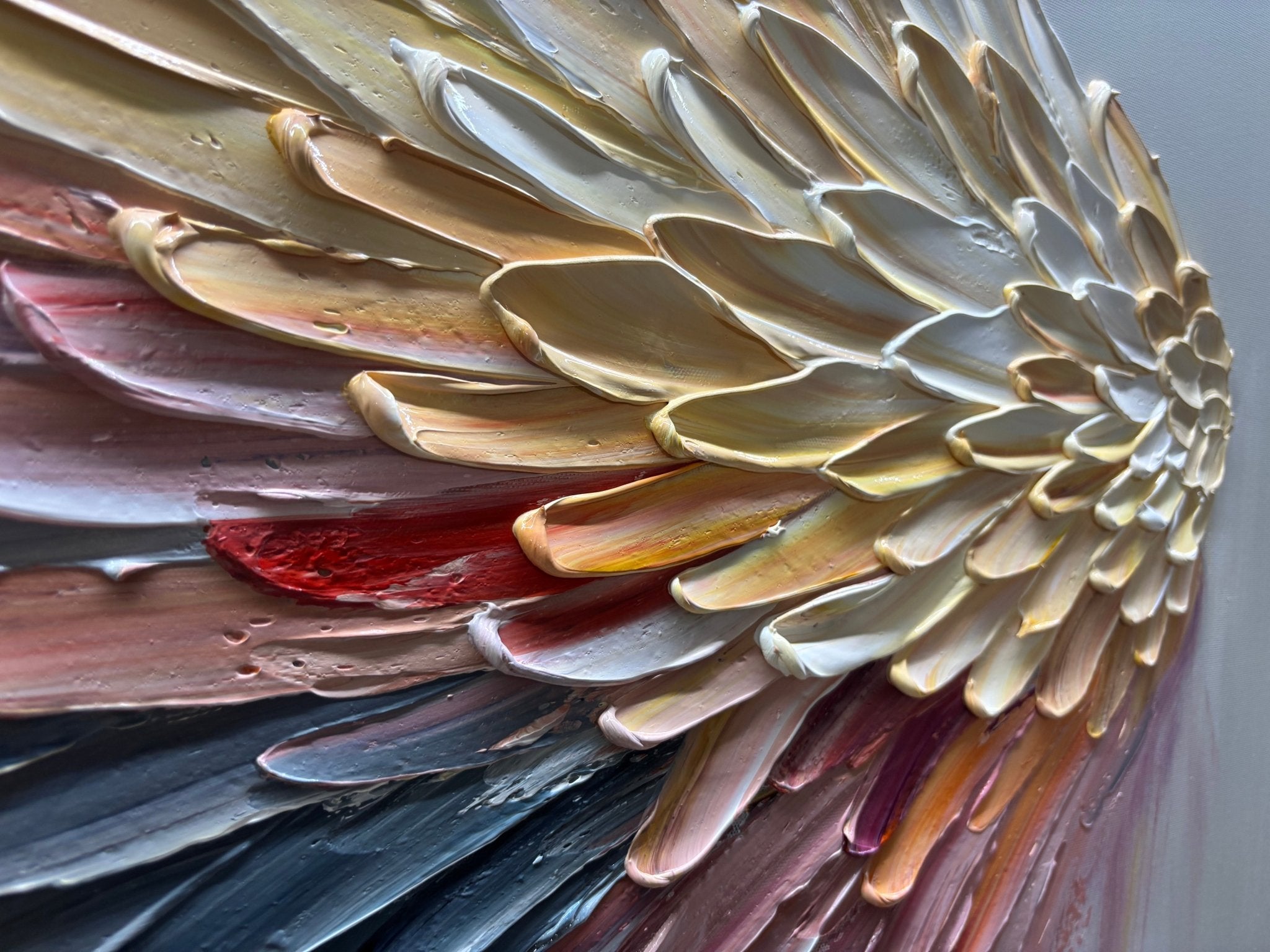 Textured Angel Wings Abstract Oil Painting - Elegant Wall Art JJ 029 - Texarart