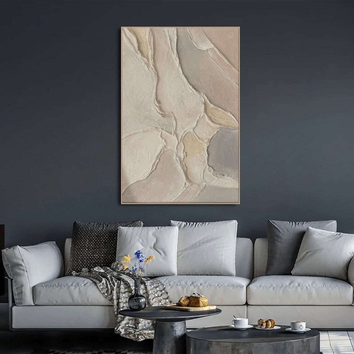Neutral Abstract Textured Painting - Handmade Wall Art TC 091 - Texarart