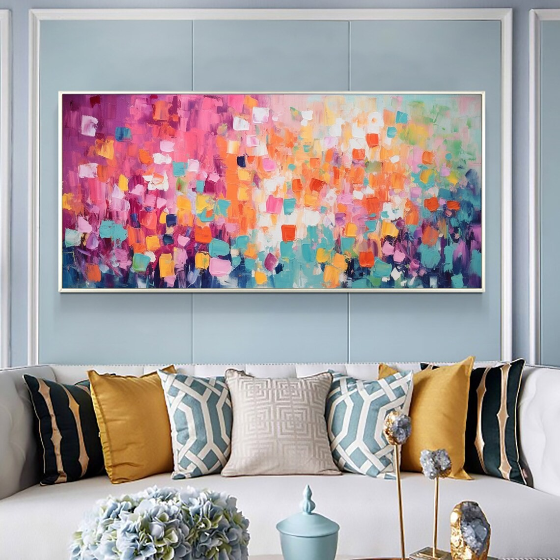 Colorful Abstract Block Oil Painting - Vibrant Modern Art JJ 030 - Texarart