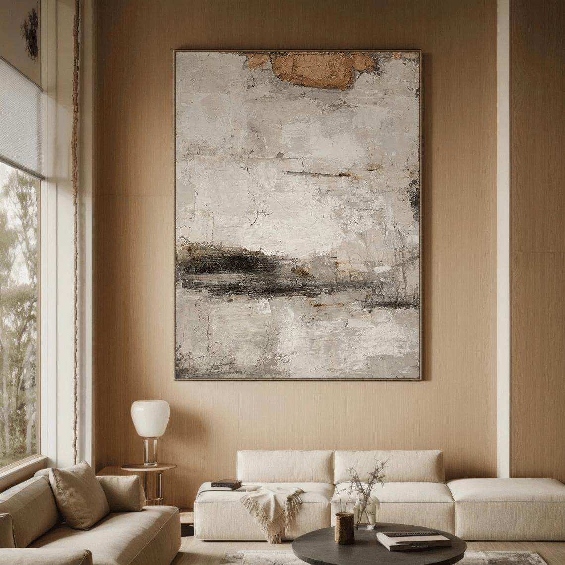 Handmade Contemporary Abstract Oil Painting | Neutral Colors TC 063 - Texarart