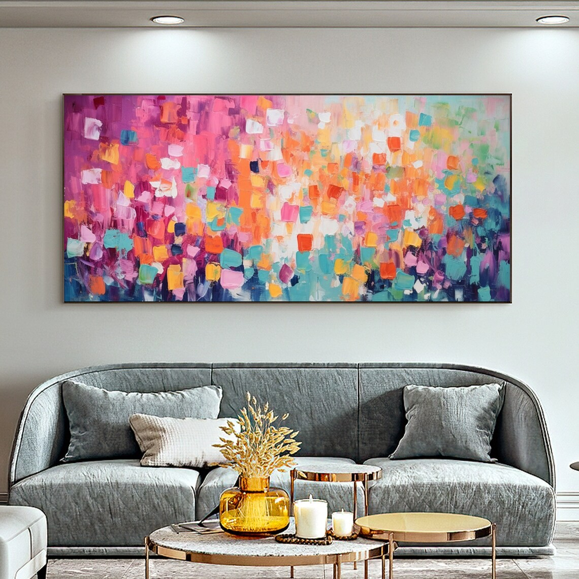 Colorful Abstract Block Oil Painting - Vibrant Modern Art JJ 030 - Texarart