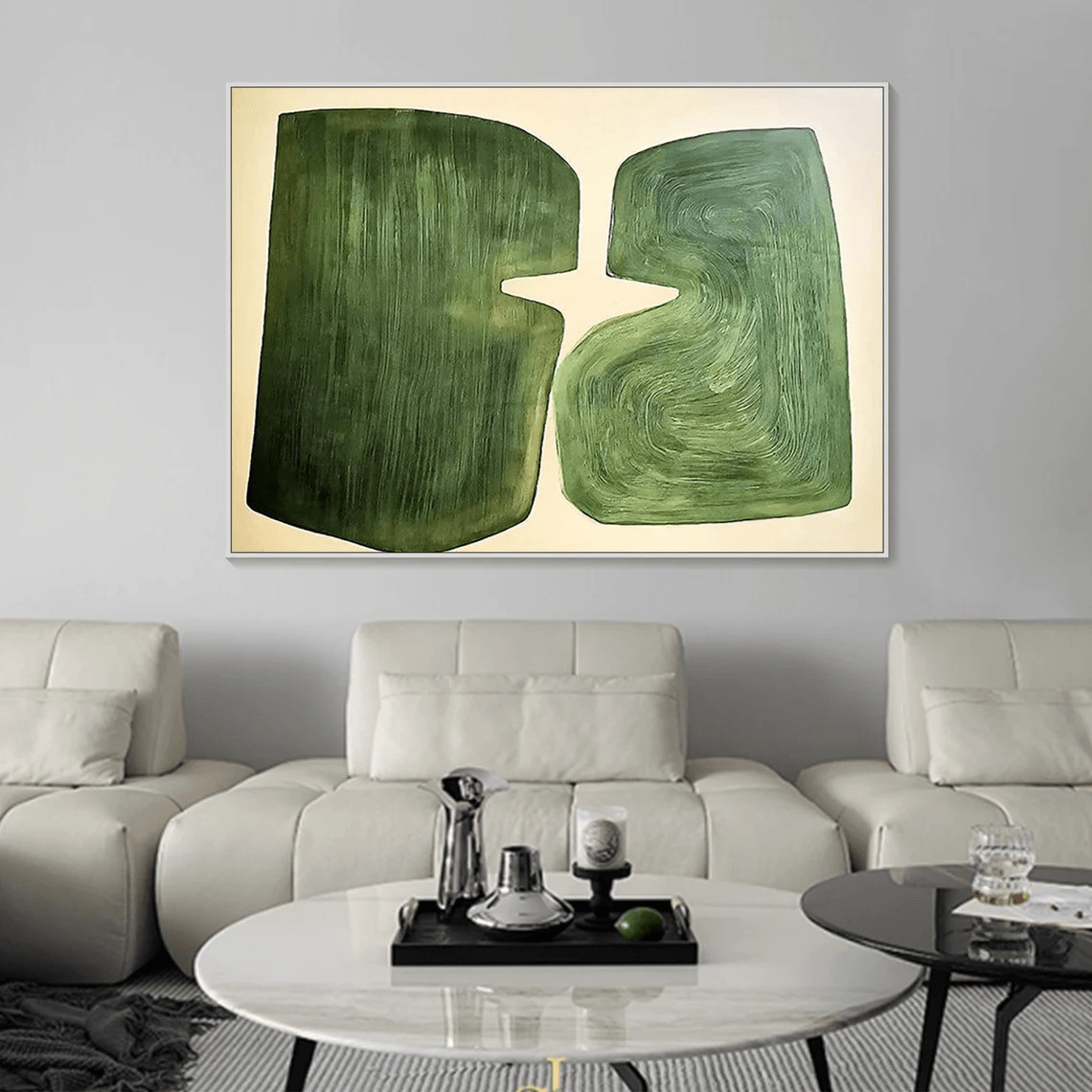 Handmade Green Abstract Canvas Art for Home DecorTC 079 - Texarart
