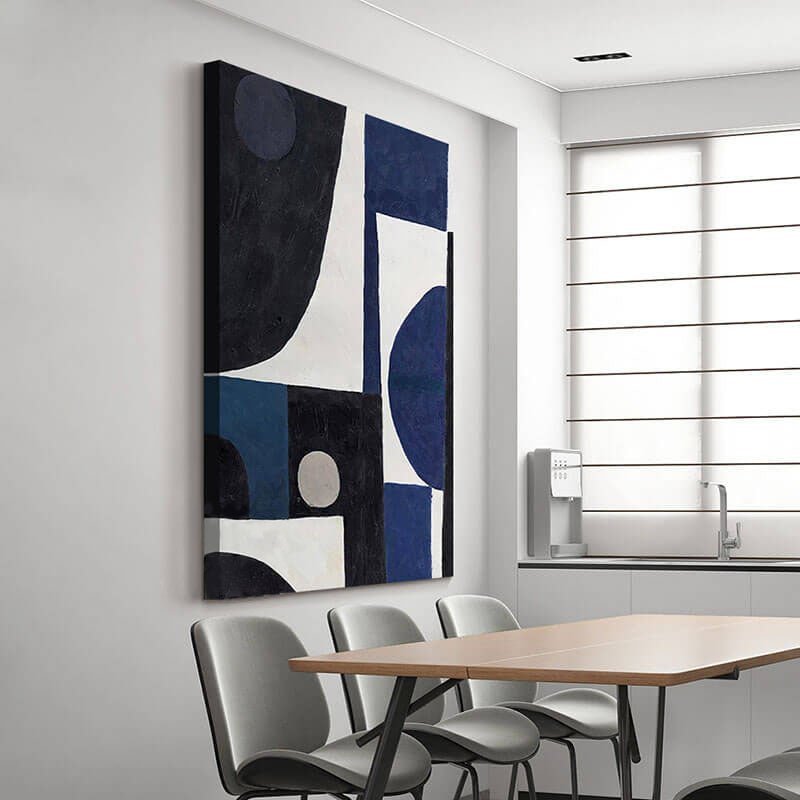 Mid - Century Modern Wall Art | Large Geometric Canvas Painting ZZ 230 - Texarart