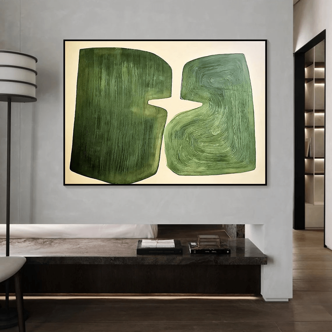 Handmade Green Abstract Canvas Art for Home DecorTC 079 - Texarart