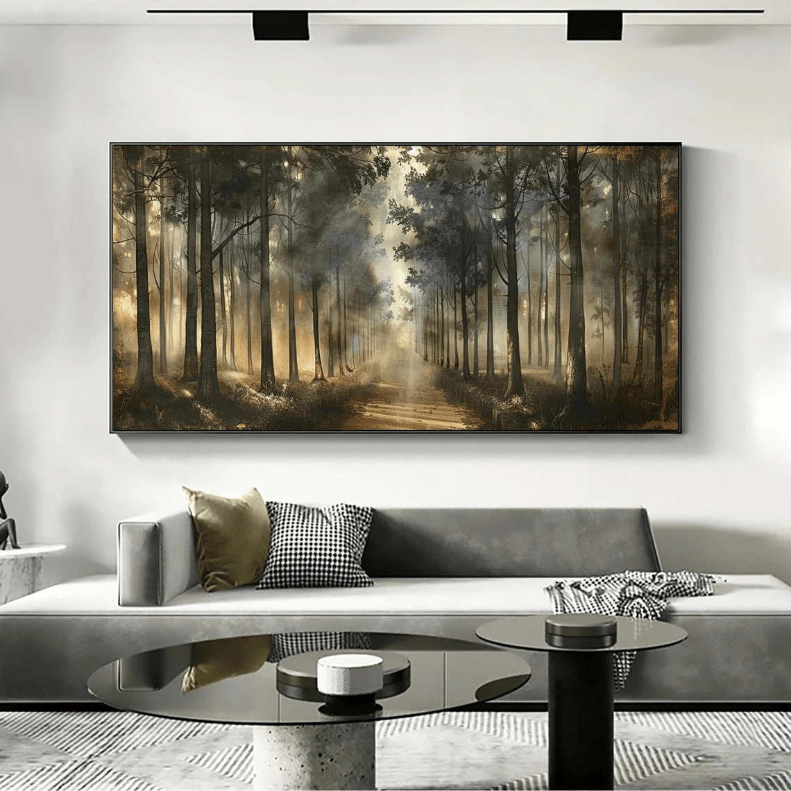 Forest Path Abstract Oil Painting - Sun - Drenched Woodland JJ 041 - Texarart