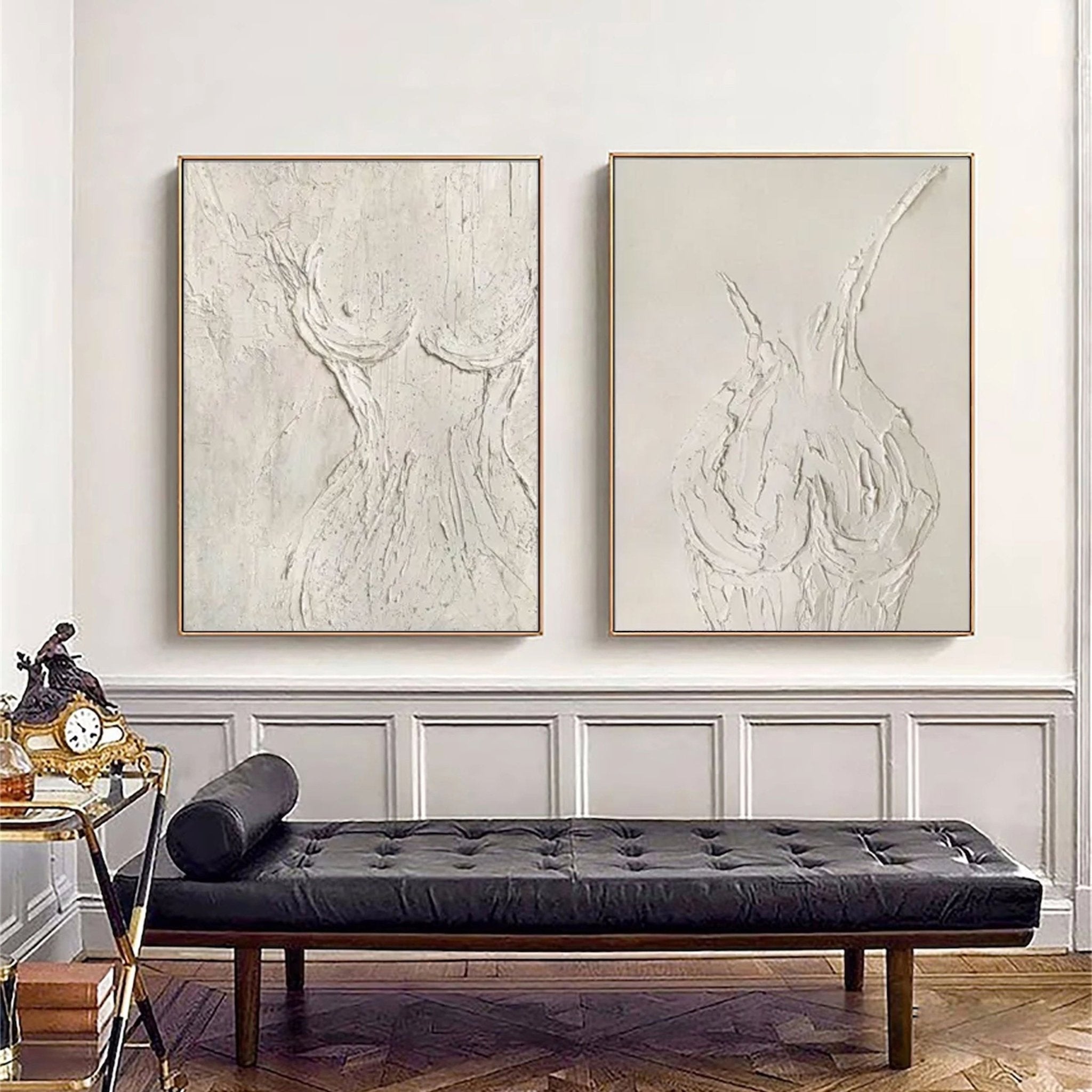 Textured Abstract Female Form Wall Art | 2 Piece Neutral Canvas Set ZZ 204 - Texarart