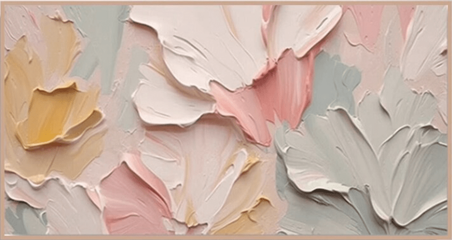 Textured Abstract Floral Painting - Pastel Wall Art TC 094 - Texarart