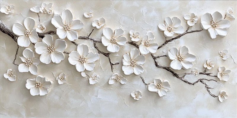 Textured Cherry Blossom Painting | Large 3D Floral Wall Art ZZ 146 - Texarart