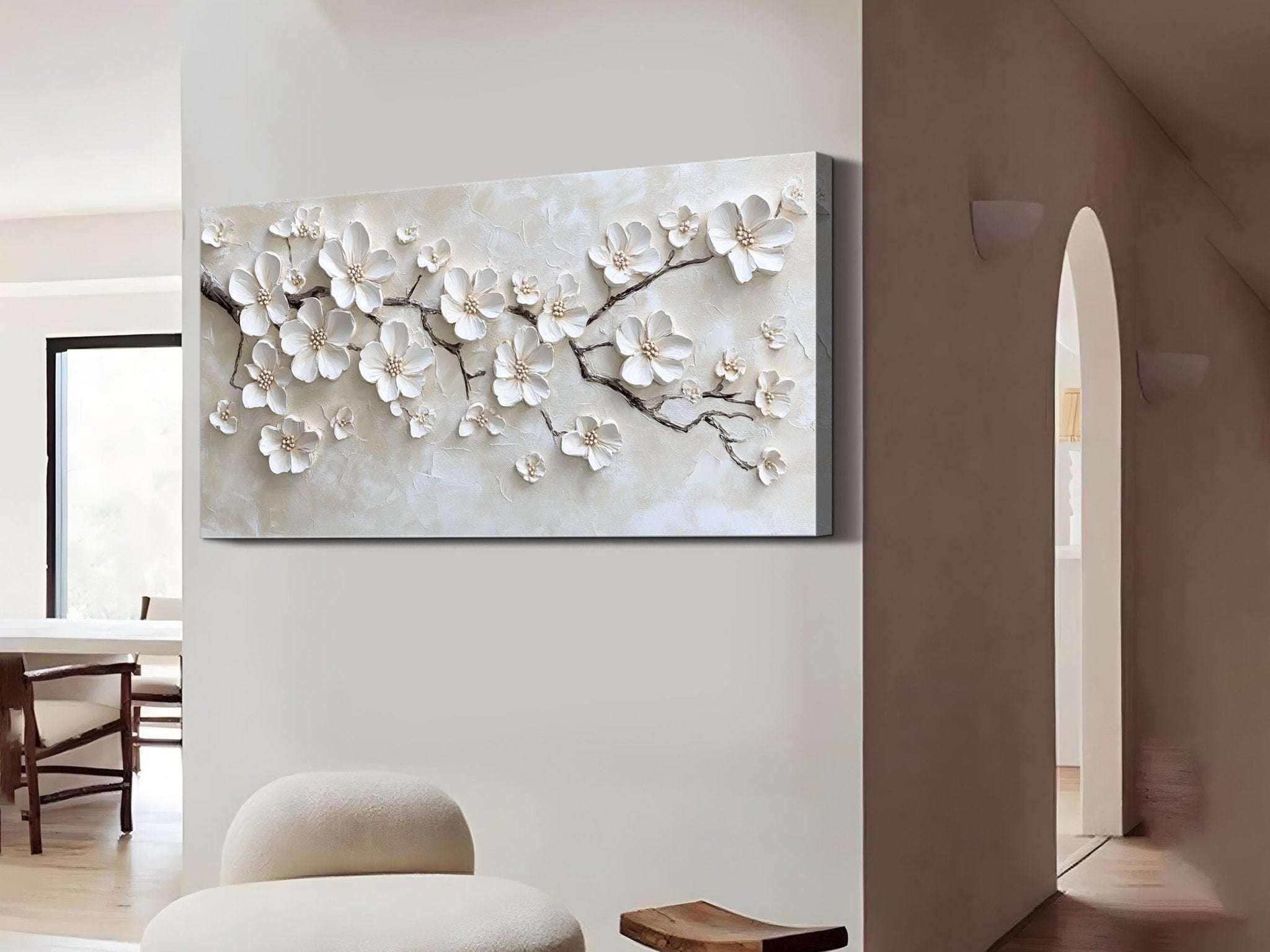 Textured Cherry Blossom Painting | Large 3D Floral Wall Art ZZ 146 - Texarart