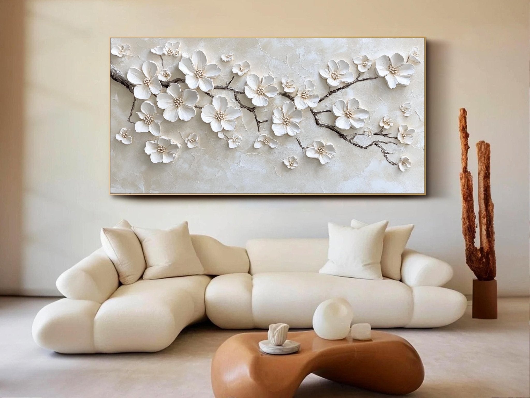 Textured Cherry Blossom Painting | Large 3D Floral Wall Art ZZ 146 - Texarart
