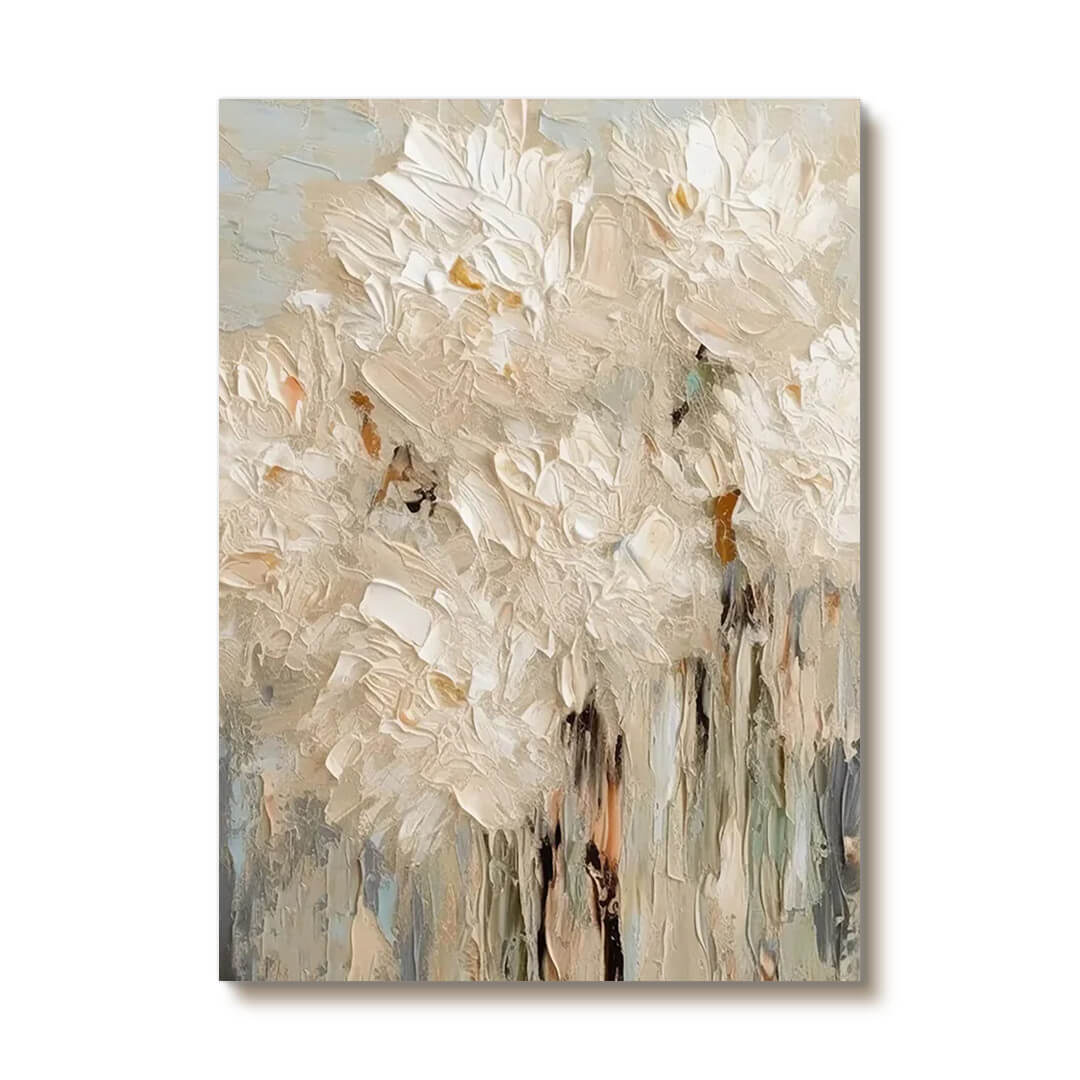 Textured White Flower Painting | 3D Impasto Floral Wall Art AA 057 - Texarart