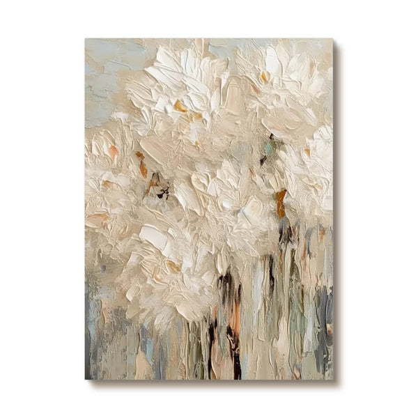 Textured White Flower Painting | 3D Impasto Floral Wall Art AA 057 - Texarart