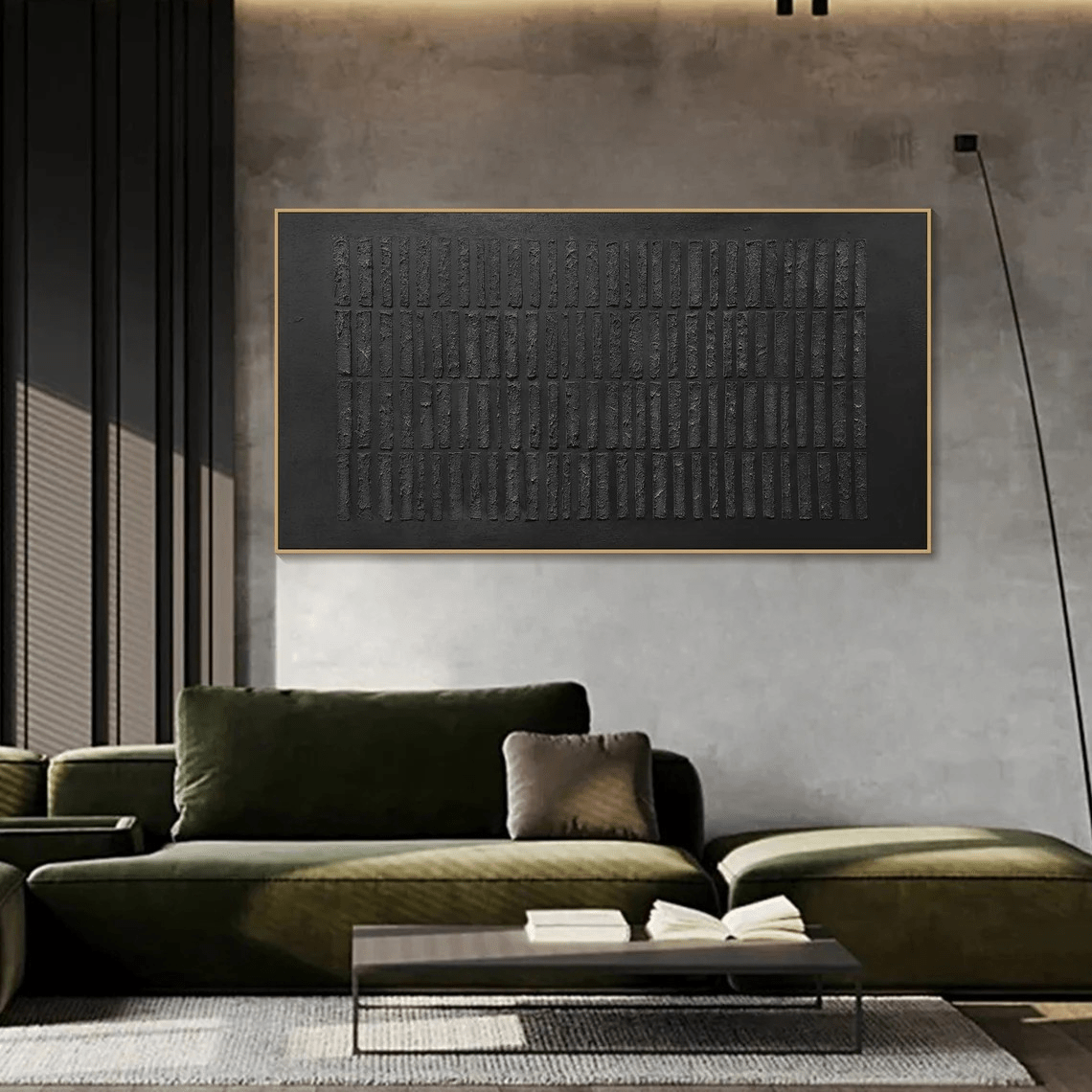 Large Modern Black Textured Wall Art TC 084 - Texarart
