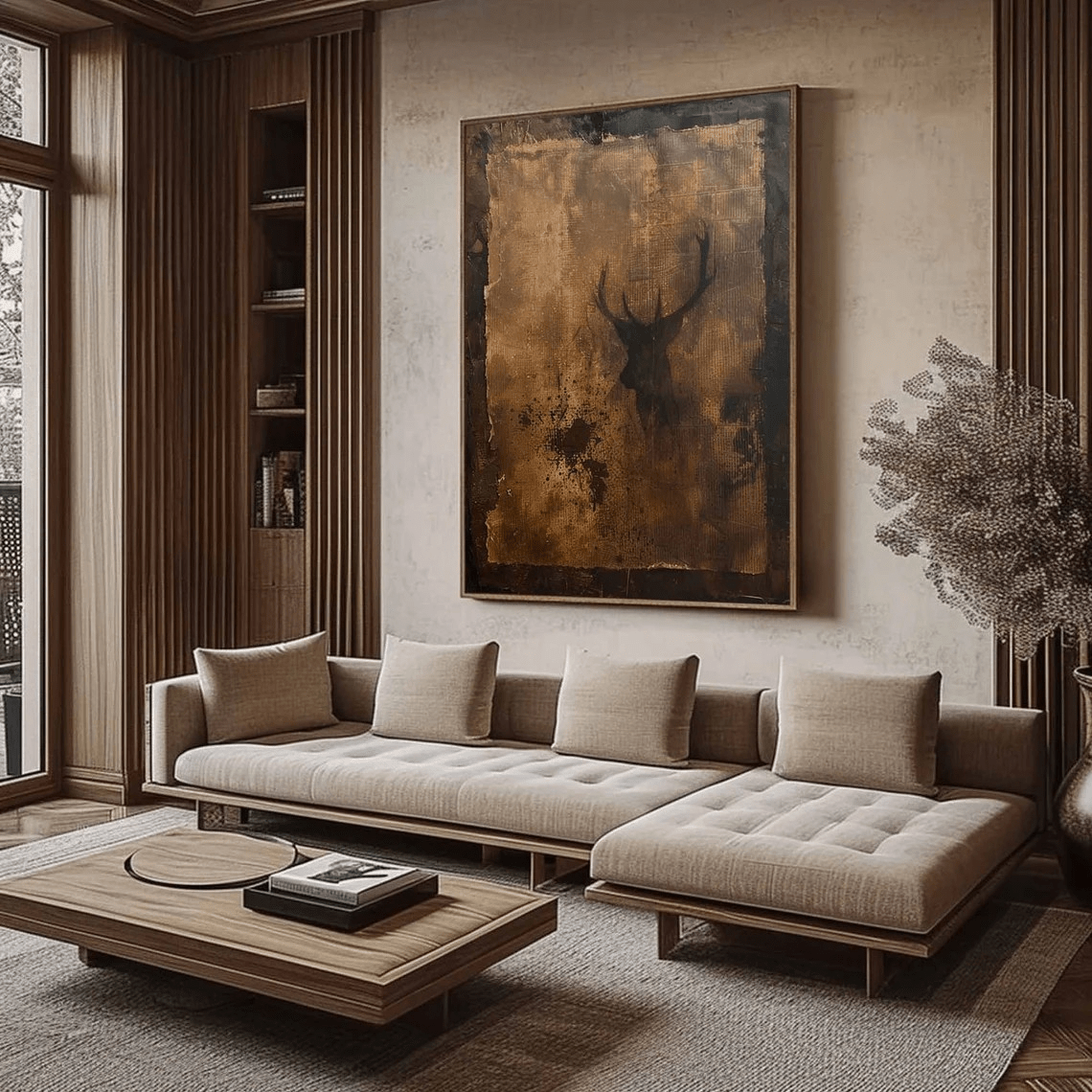 Wabi Sabi Wall Art - Handmade Textured Painting with Earthy Hues TC 014 - Texarart