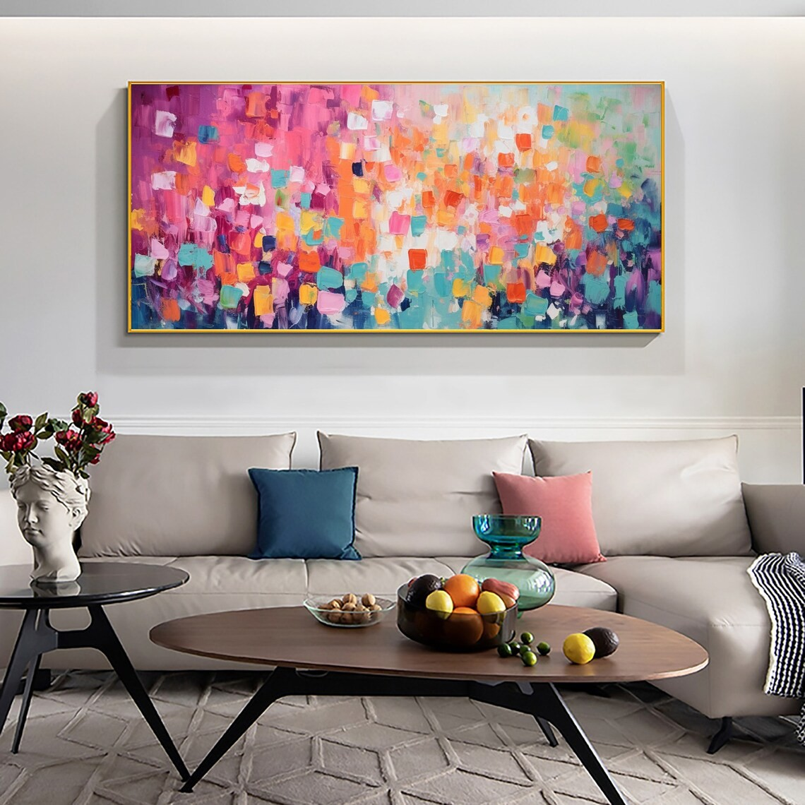 Colorful Abstract Block Oil Painting - Vibrant Modern Art JJ 030 - Texarart