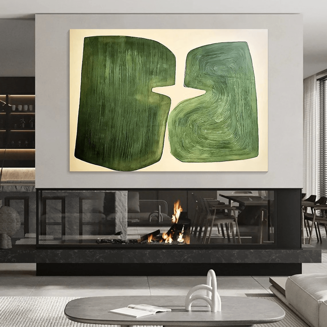 Handmade Green Abstract Canvas Art for Home DecorTC 079 - Texarart