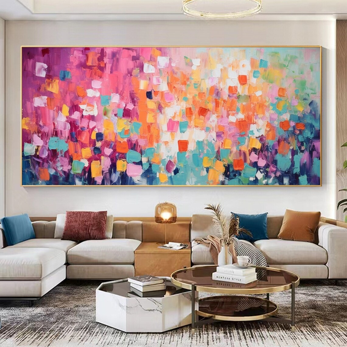 Colorful Abstract Block Oil Painting - Vibrant Modern Art JJ 030 - Texarart
