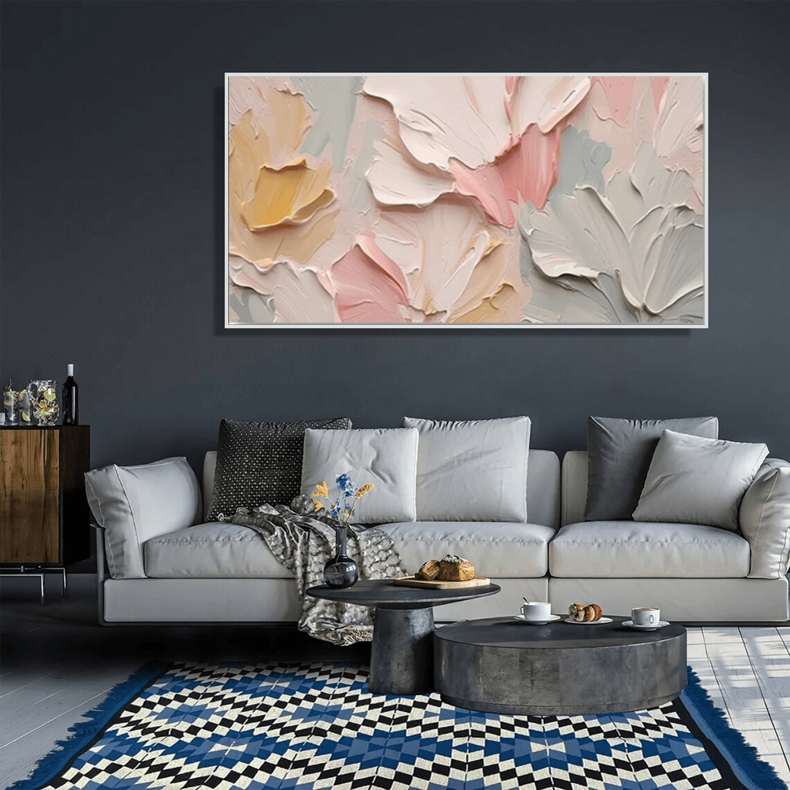 Textured Abstract Floral Painting - Pastel Wall Art TC 094 - Texarart