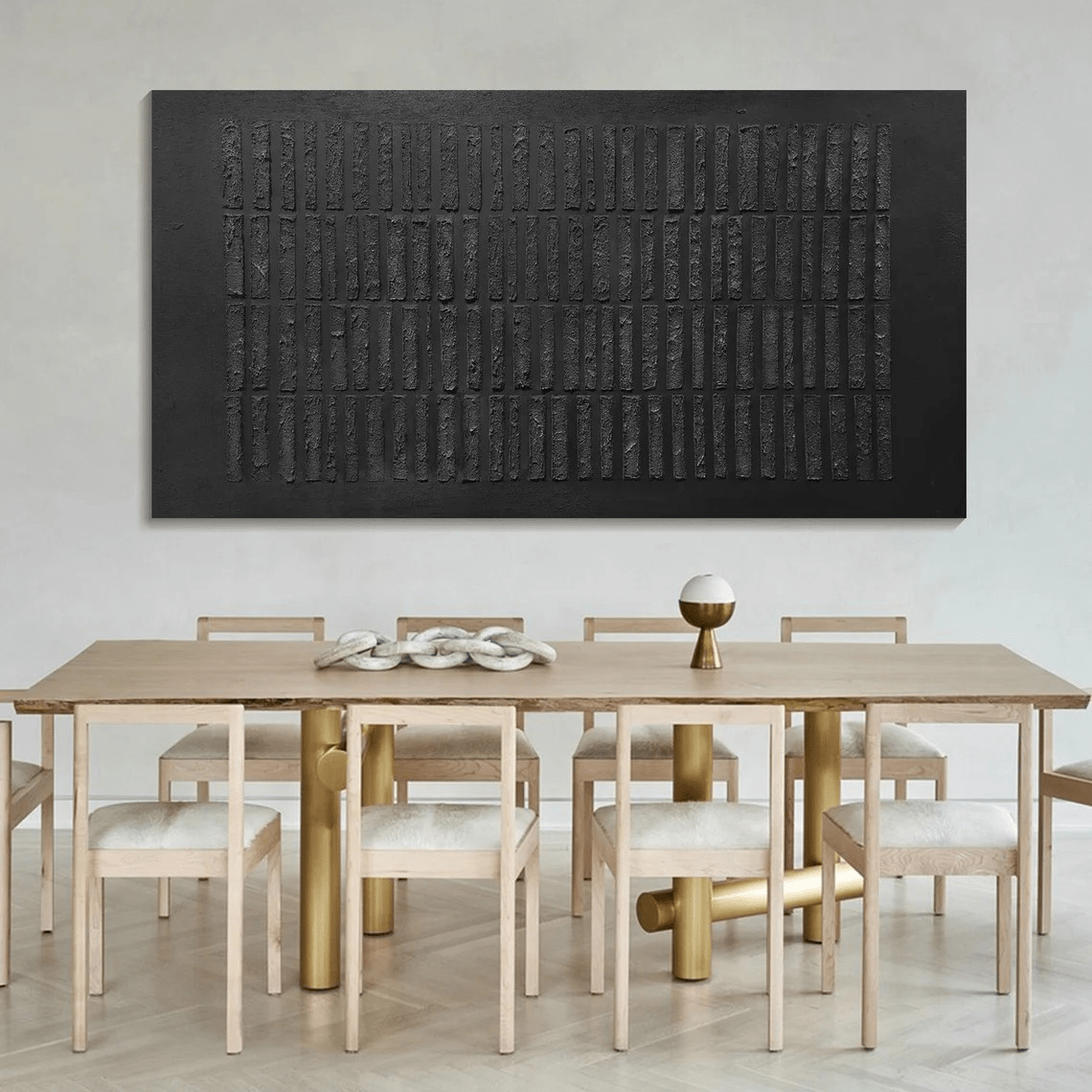 Large Modern Black Textured Wall Art TC 084 - Texarart