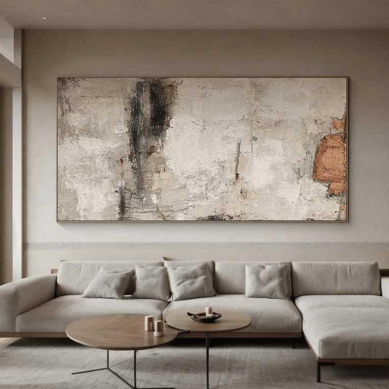 Handmade Contemporary Abstract Oil Painting | Neutral Colors TC 063 - Texarart