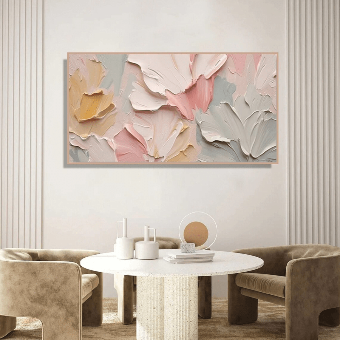 Textured Abstract Floral Painting - Pastel Wall Art TC 094 - Texarart