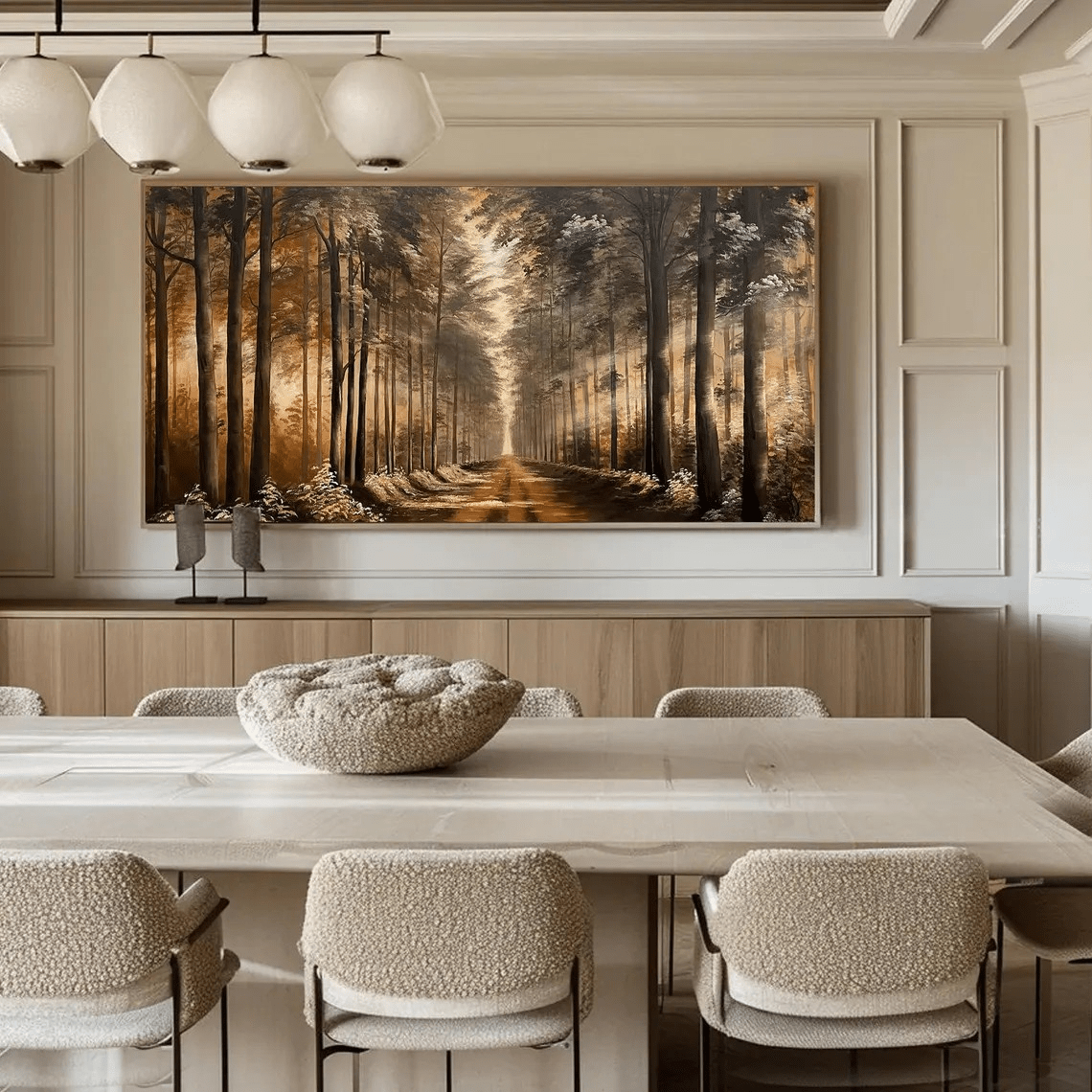 Golden Forest Path Abstract Oil Painting - Tranquil Art JJ 039 - Texarart